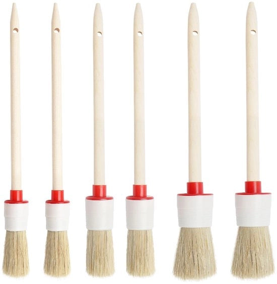 Set di pennelli da pareti di 6 pezzi - Pennelli a spugna per muri - Borsette in legno - 20/25/30 mm - Per la pittura delle pareti - Adatto per uso domestico