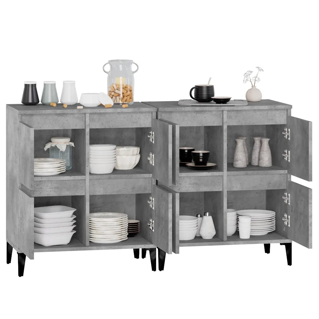 Credenze 2pz | Madia | Buffet da pranzo | Armadio da pranzo Grigio Cemento 60x35x70 cm in Legno Multistrato