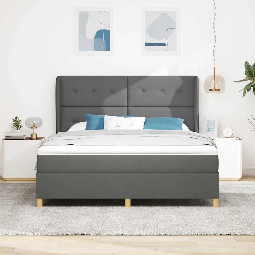 Letto a molle con materasso Grigio scuro 200 x 180 cm Tessuto 3340768