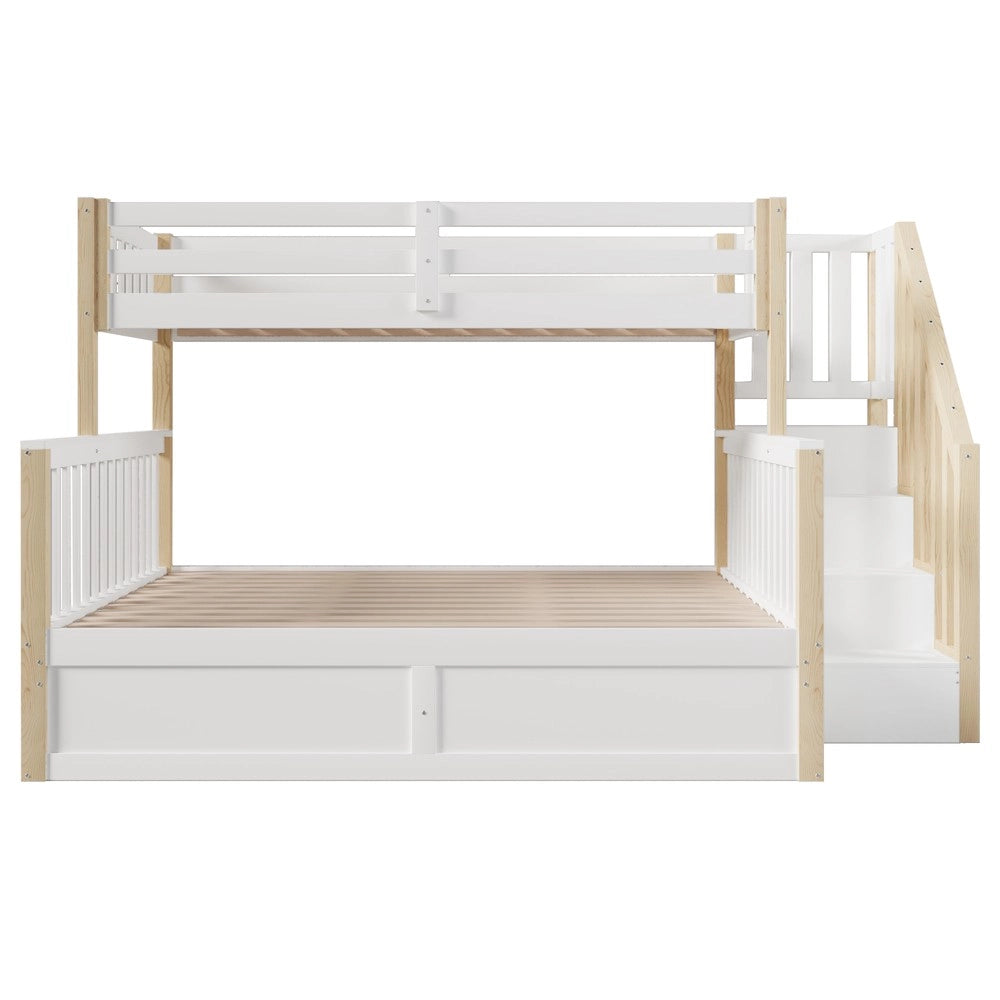 Letto a Castello 90x200 e 140x200 con Contenitore ¨C Xylo ¨C Bianco e Naturale