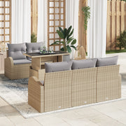 Set di Divani da Giardino 6 Pezzi con Cuscini Beige Polyrattan