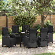 Set da Pranzo per Giardino con cuscino 7 pcs Nero polyrattan 3380425