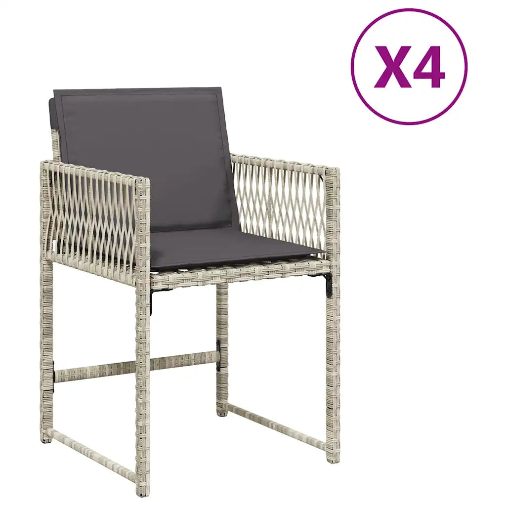 Sedie da Giardino con Cuscini 4 pz Grigio Chiaro in Polyrattan 365022