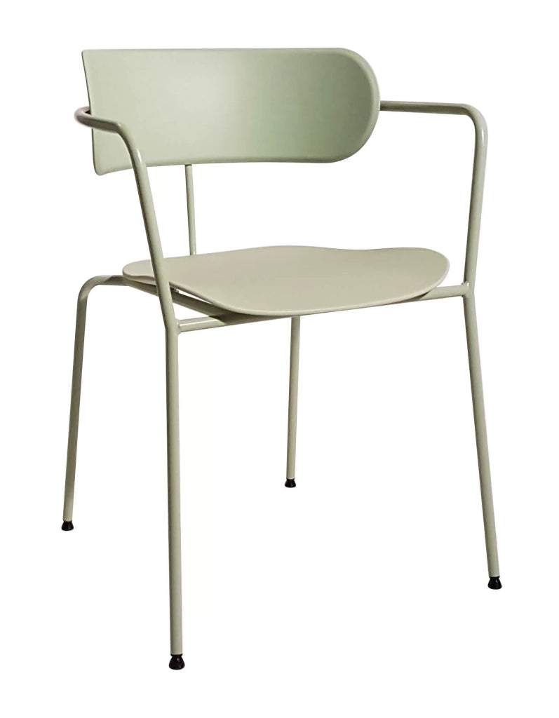 Set 4 poltrone in metallo verde con fondino e schienale polipropilene verde