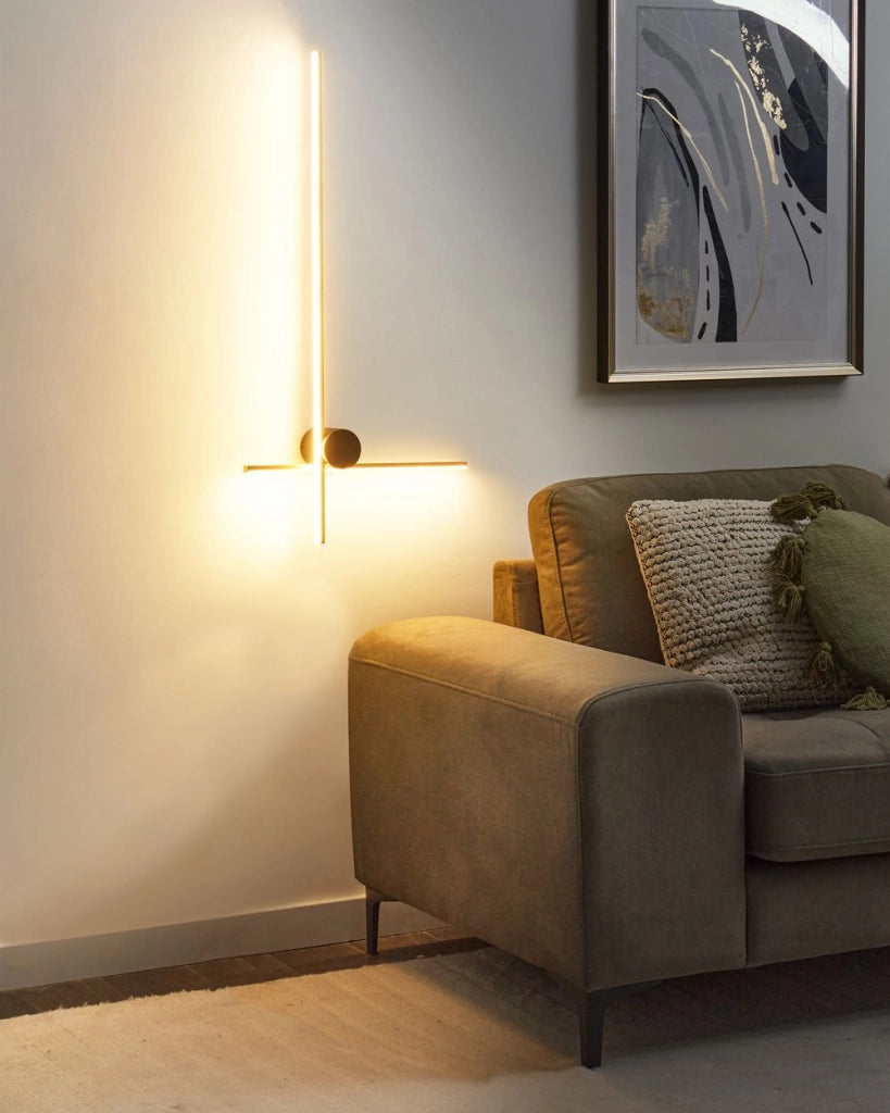 Lampada da parete a LED Oro Alluminio Nero Ferro Base 90 cm Luce Illuminazione Camera da letto Soggiorno Design Moderno