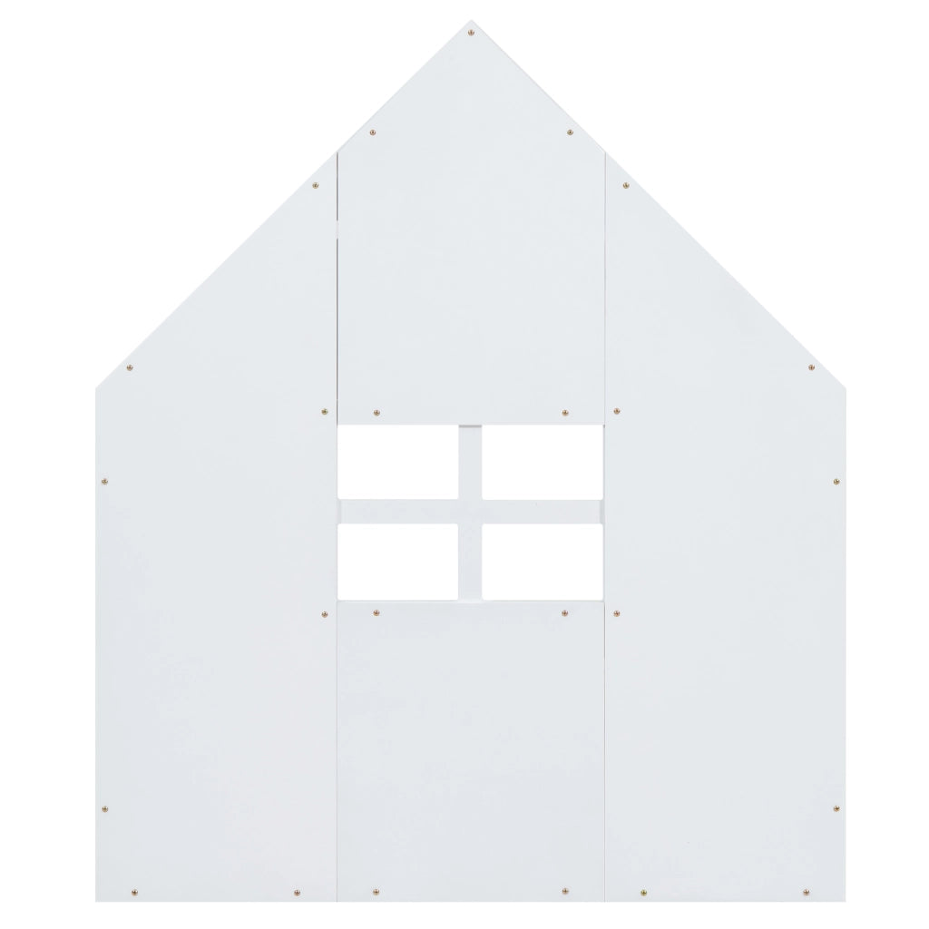 Letto a Casetta 90×200 cm; Letto Singolo per Bambini a Forma di Casa; senza Materasso; Bianco
