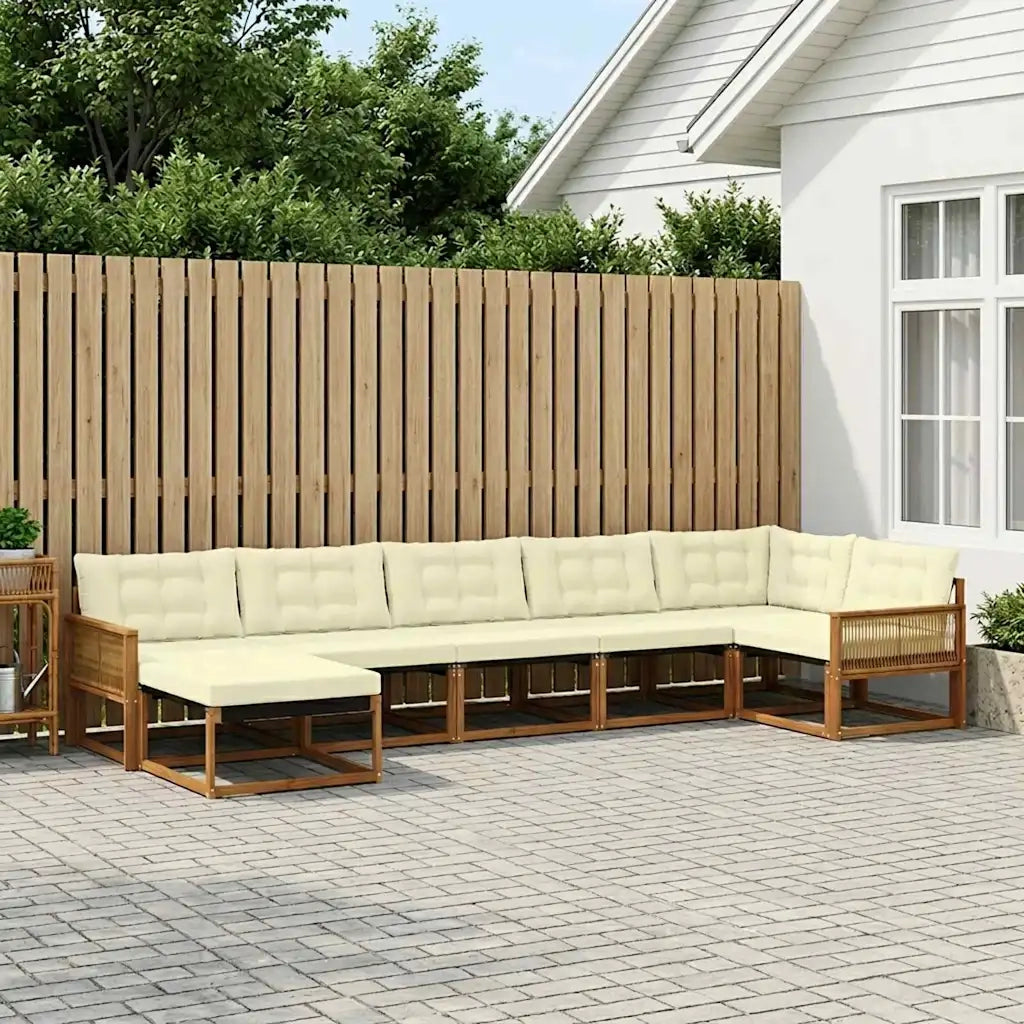 Set di divani da esterno con cuscino 7 pcs Naturale e Crema