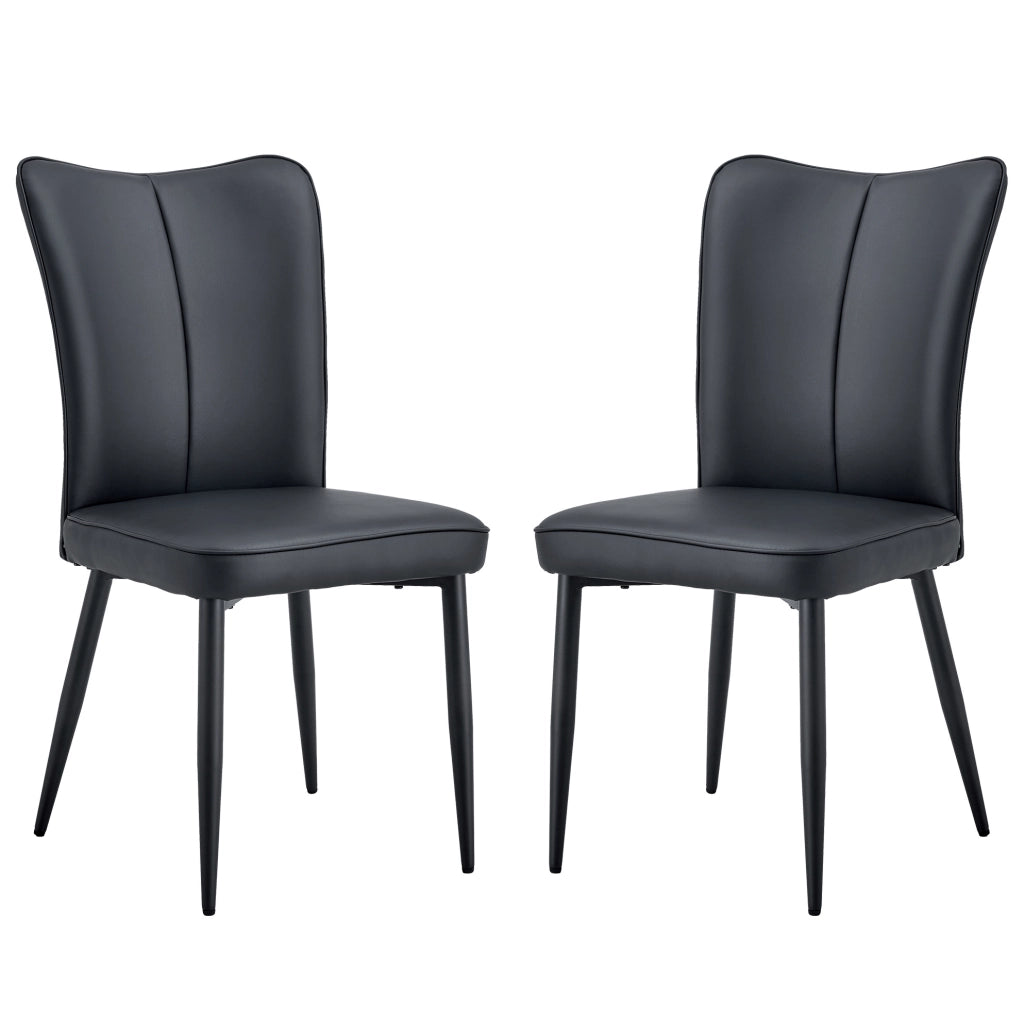 Sedia da sala da pranzo design nera, set da 2, PU, 45 x 44 x 89 cm, per ufficio