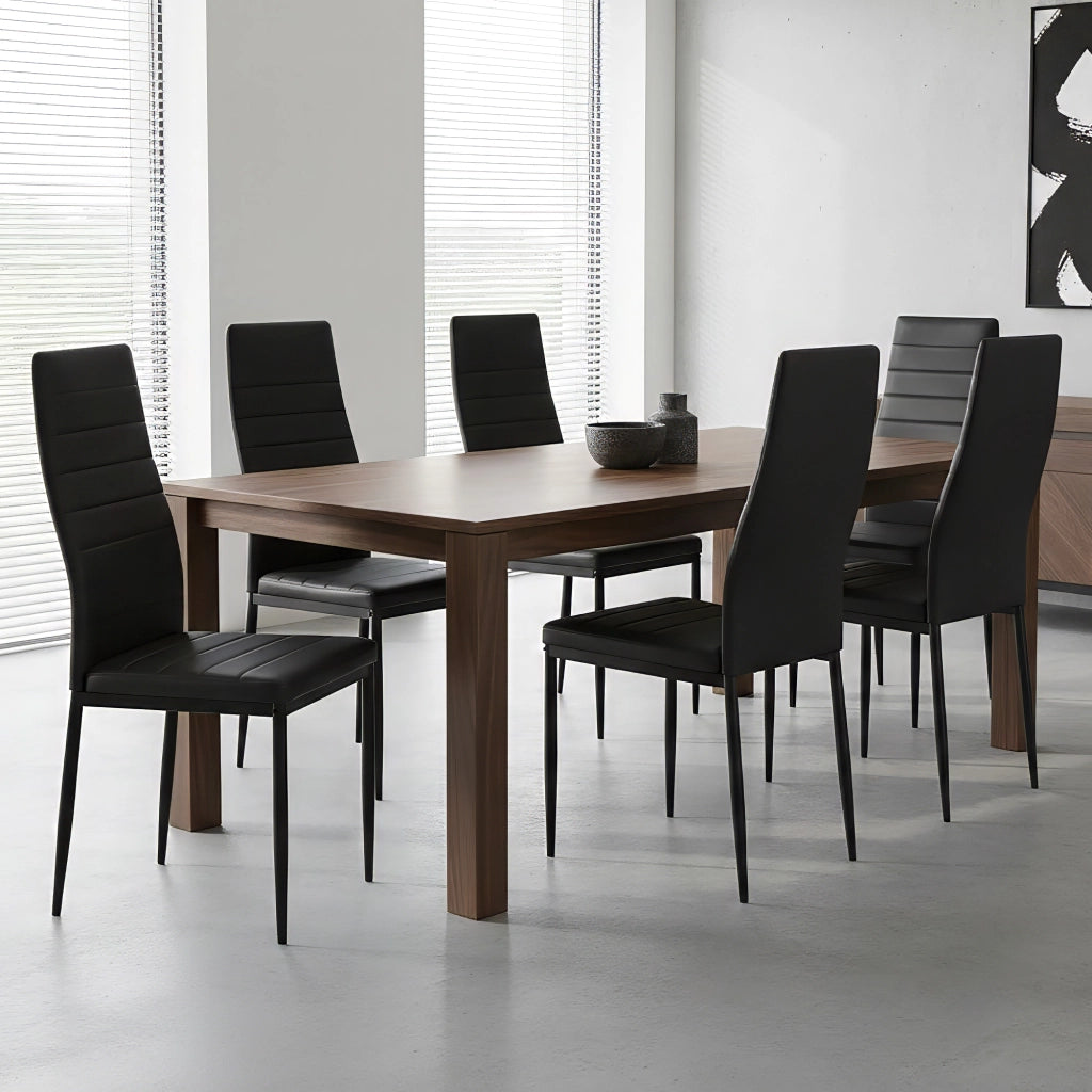 Set Sedie da Pranzo 4 o 6 Pezzi, Sedie Moderne Imbottite per Cucina Soggiorno Sala da Pranzo, Facile Montaggio con Gambe Robuste, Rivestimento in Pelle Sintetica  Nero - 6 Pezzi