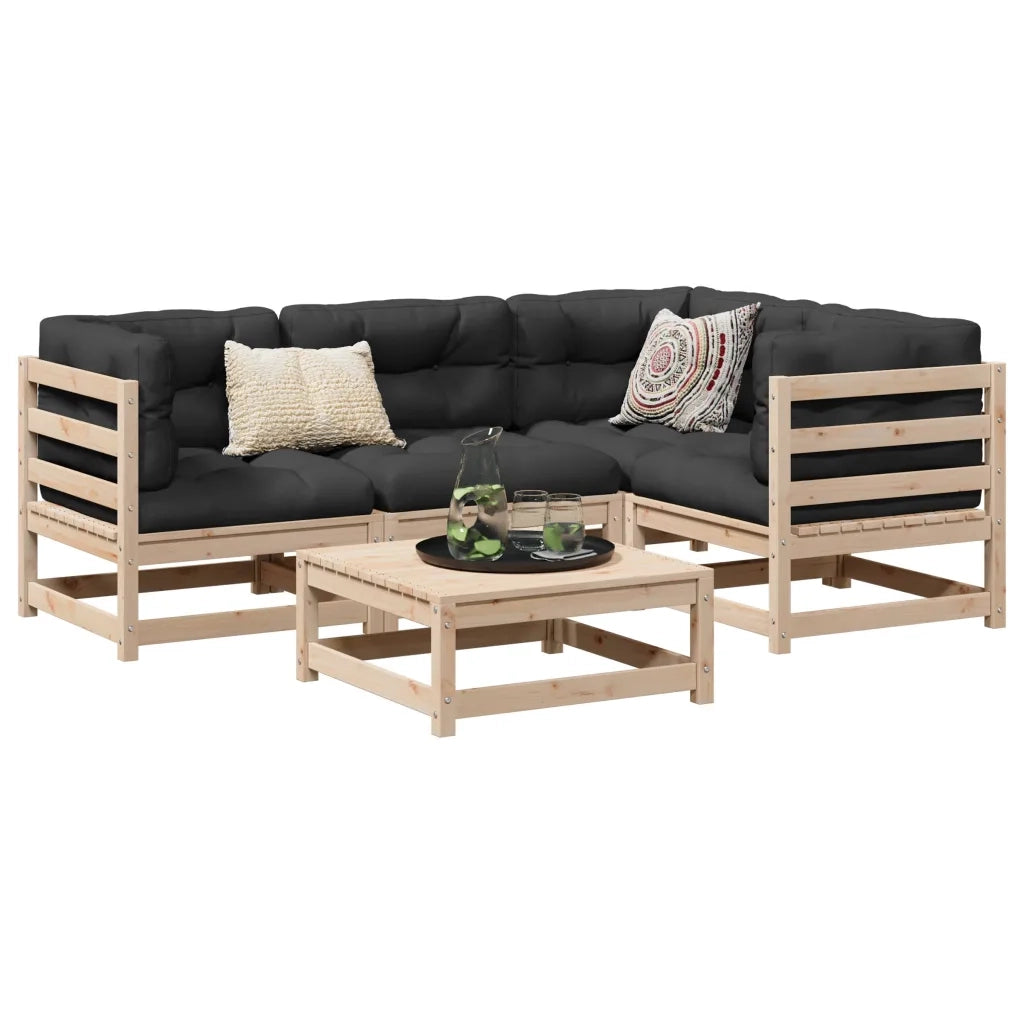 Set Divani da Giardino 5 pz | Set Salotto da Giardino in Legno Massello di Pino