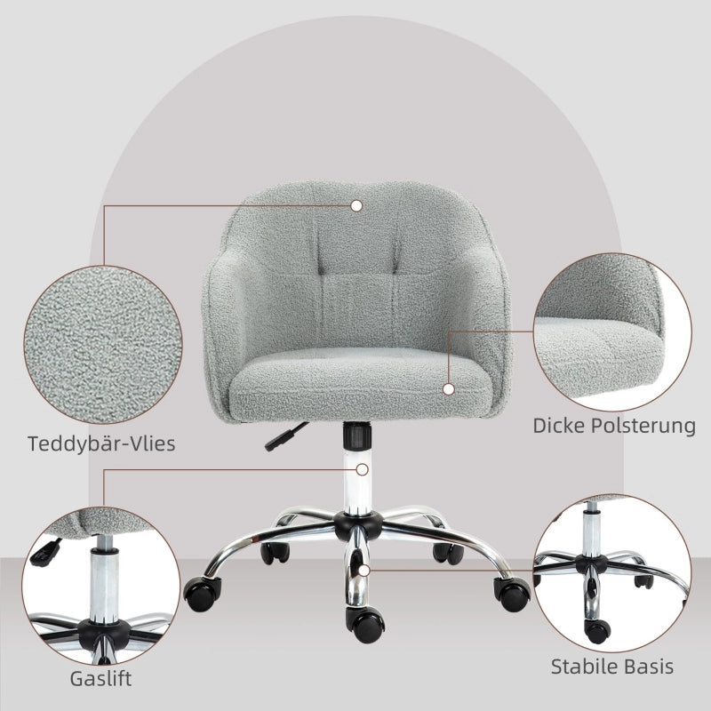 Sedia da ufficio girevole ergonomica con altezza regolabile funzione dondolo braccioli e ruote in poliestere grigio