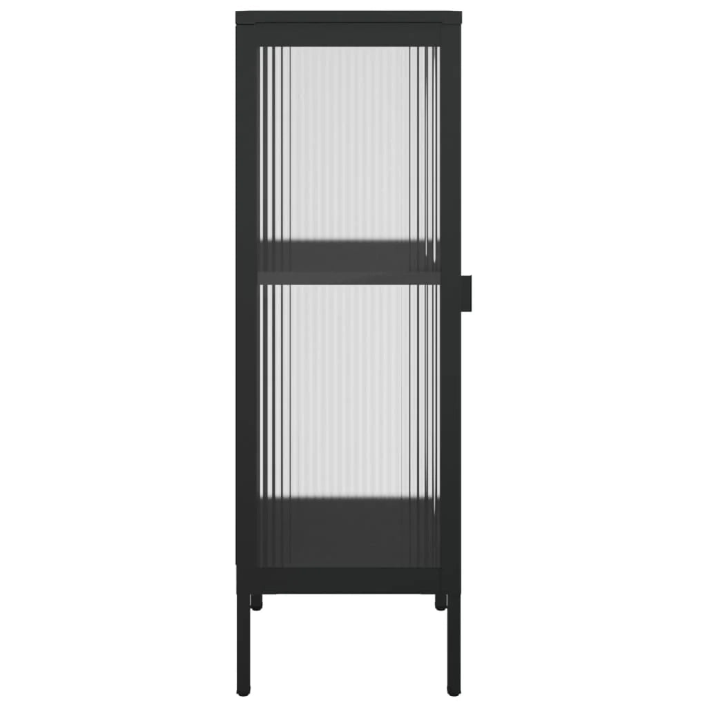 Buffet credenza cassettiera armadio mobile contenitore organizer per cucina soggiorno salotto 40 x 35 x 105 cm vetro e acciaio nero 02_0035930
