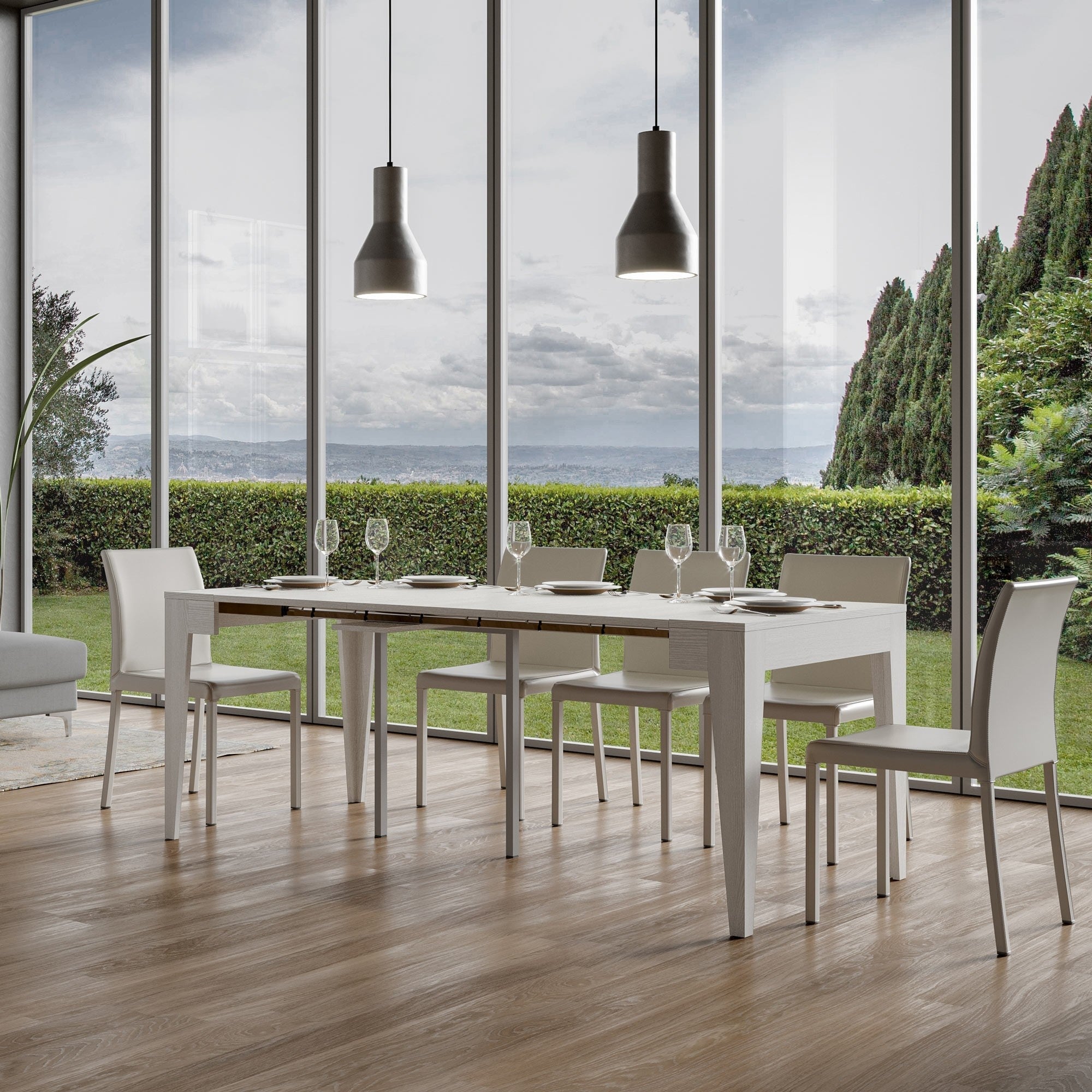 Consolle Allungabile 90-302x42x77 cm in Nobilitato Bianco