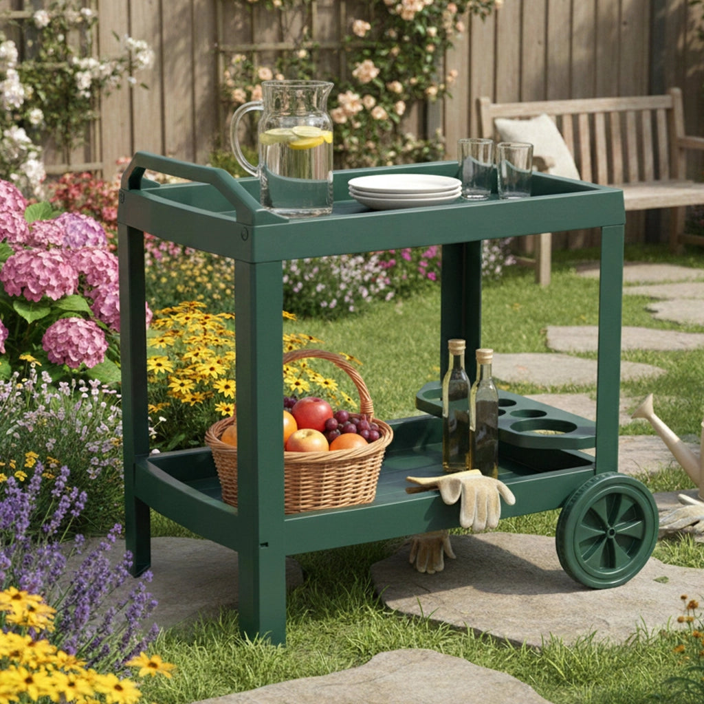 Chidester, Carrello 2 Ripiani Made in Italy, 53x74x73h cm Verde