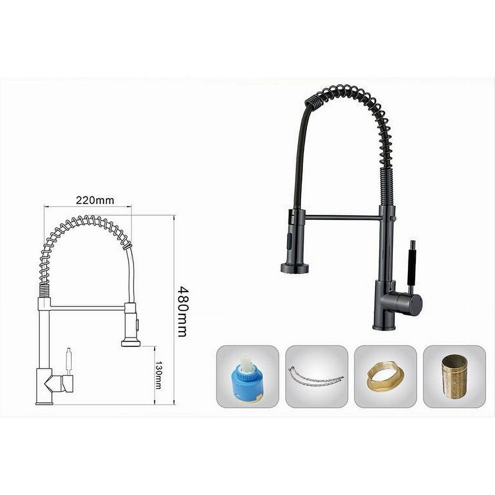Trade Shop - Miscelatore Rubinetto Lavello Cucina Doccetta Getto A Molla Bocca Girevole 87468 -