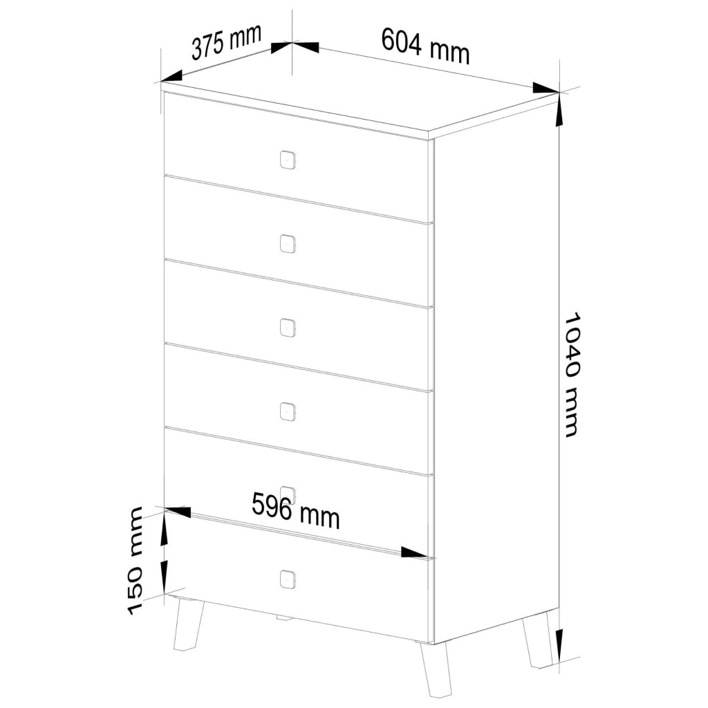 Cassettiera AKORD MOBI color bianco con 6 cassetti L60 x H104 x P37 cm