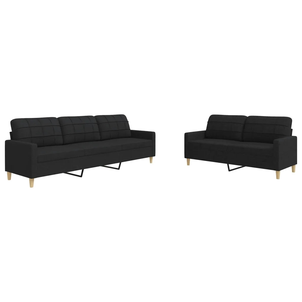 vidaXL Set di Divani 2 pz Nero in Tessuto