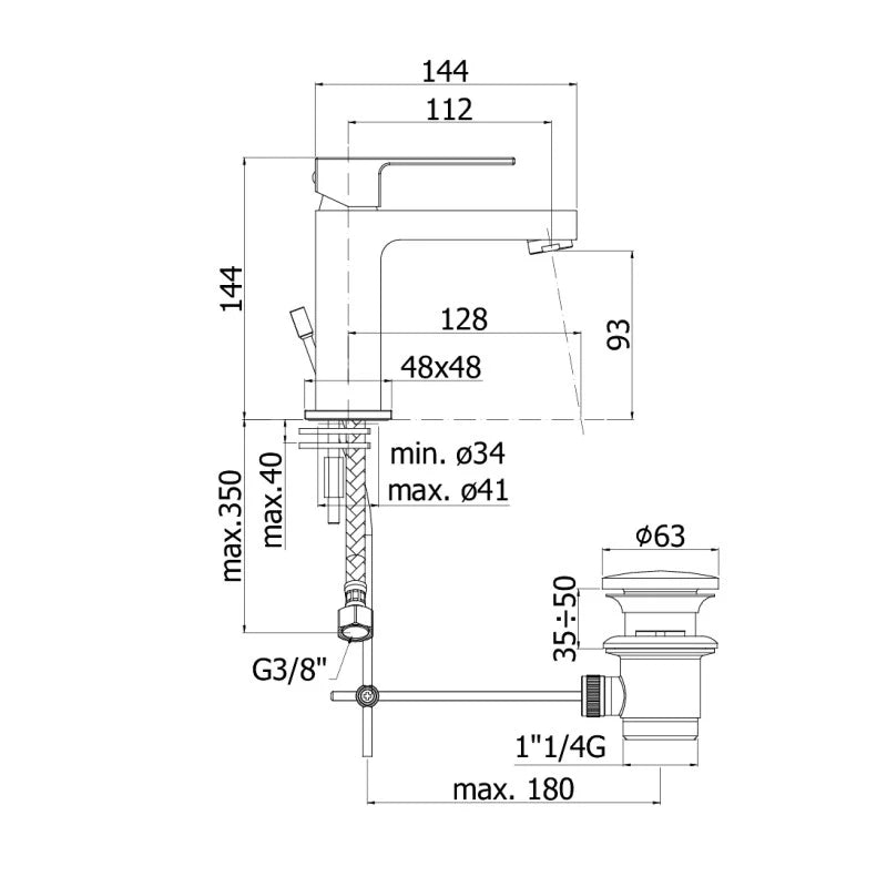 Miscelatore lavabo serie elle paffoni
