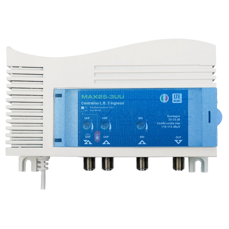 Centralino FTE con 3 ingressi BIII+DAB/UHF/UHF 25DB MAX25-3UU