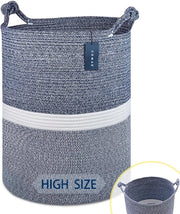 Dekenmand Extra Grande, Cassetto di Stoccaggio Alto, 39,9 x 55,1 cm, Cassetto di Lavaggio Alto in Canapa, Cassetto di Lavaggio XXXL, Cassetto di Giocattoli, Cassetto di Abbigliamento, Cassetto a Miscelazione Blu Marina/Wit
