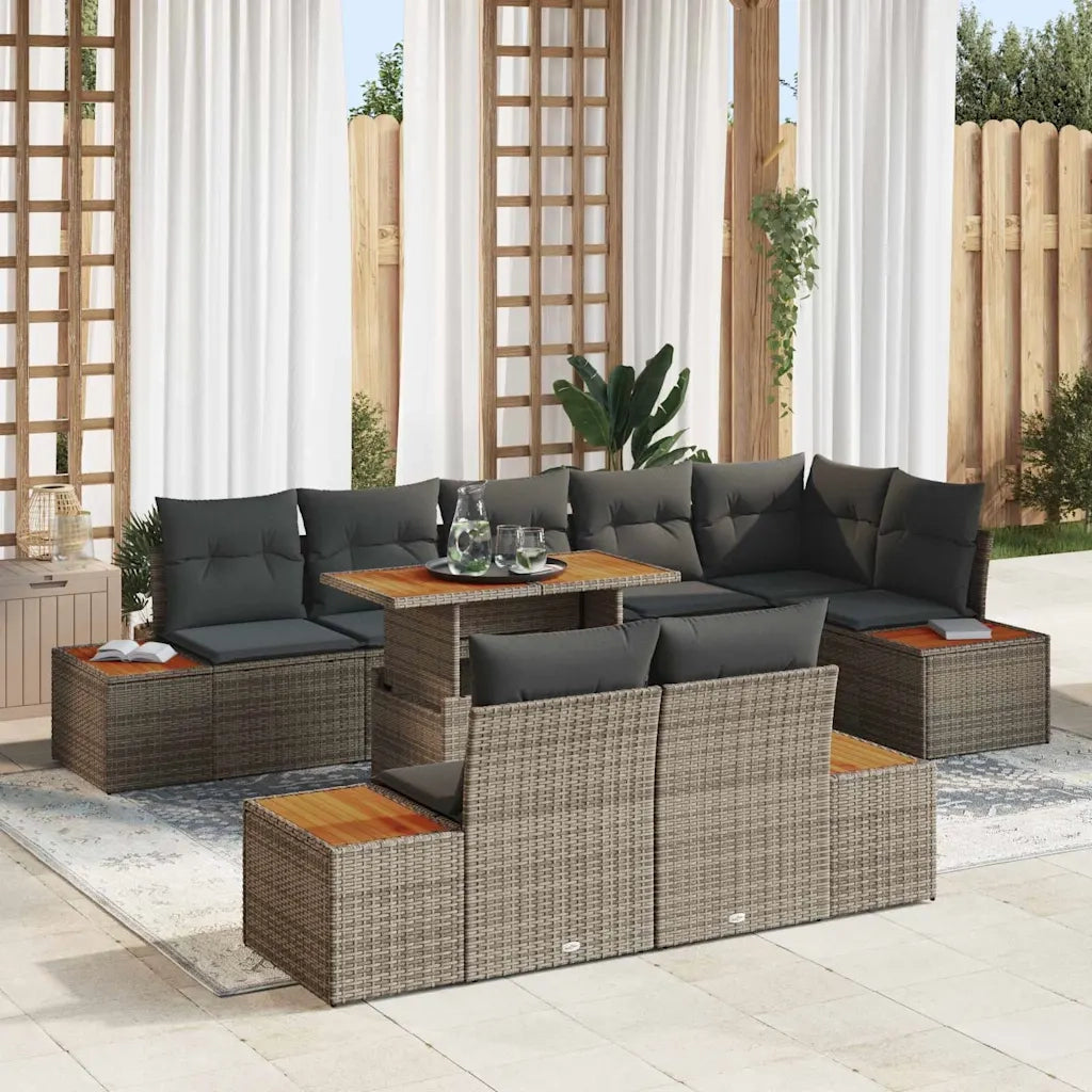 Set Divano da Giardino 9 pcs Grigio Poly Rattan 3358818