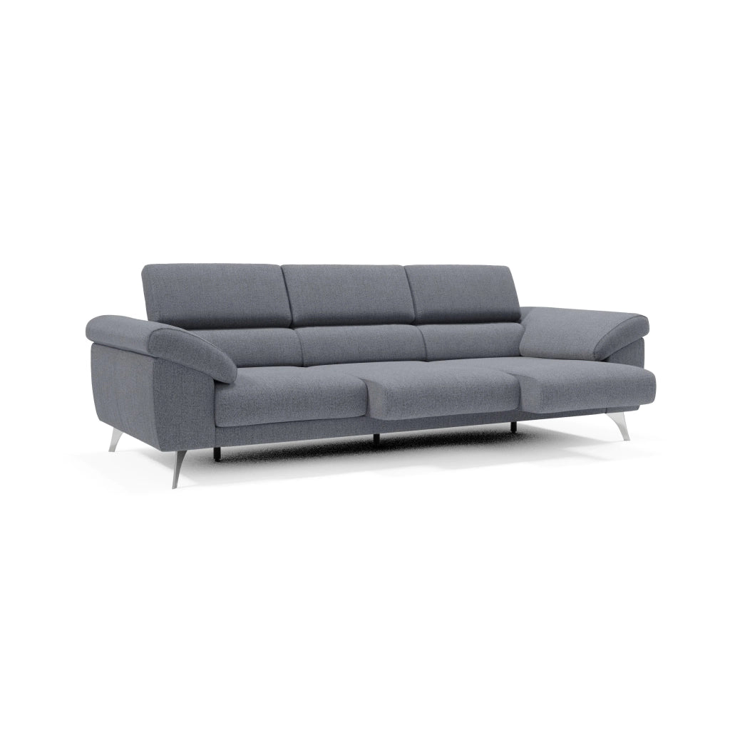 Donatello Divano con 3 sedute allungabili braccioli contenitore e poggiatesta reclinabili in tessuto smacchiabile T23 265 cm blu grafite