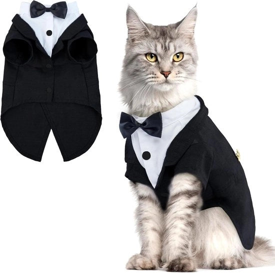 Abbigliamento per animali domestici - Costumi - Smoking per gatti, costume da Halloween per gatti (solo per gatti), smoking per gatti Sphynx (in cashmere), costume formale per gatti neonati (adatto a gatti maschi e femmine nudi)