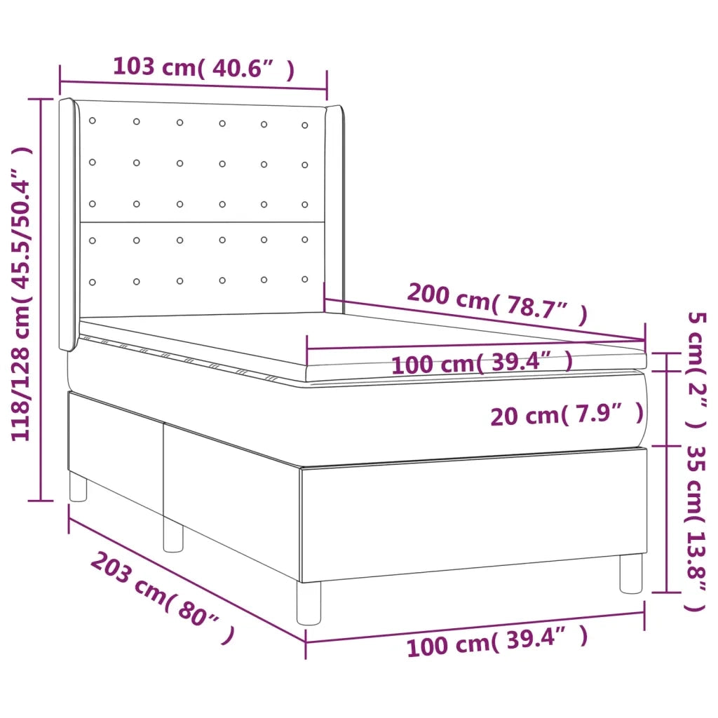 Giroletto a Molle con Materasso Cappuccino 100x200cm Similpelle