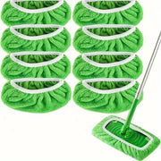 Versetto per mop per pavimenti piani, set di 8 asciugamani lavabili, colore verde