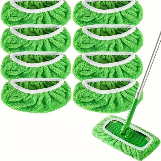Versetto per mop per pavimenti piani, set di 8 asciugamani lavabili, colore verde