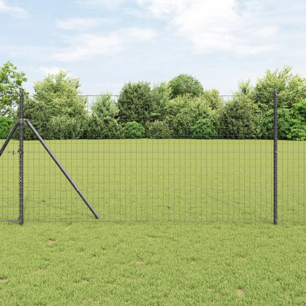 Recinzione Euro con 7 Post 1x10 m Acciaio zincato Grigio