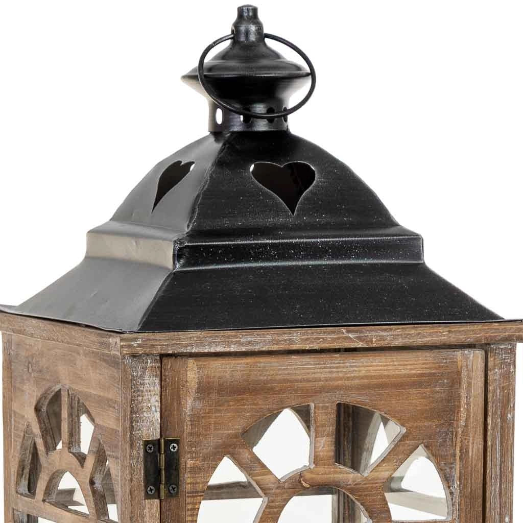 Lanterna in legno marrone 26x26x102,5h cm