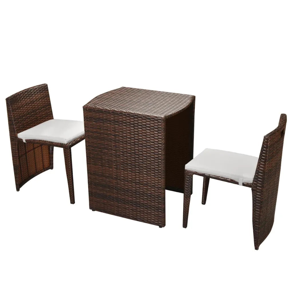 Set da Bistrot 3 pz con Cuscini in Polyrattan Marrone cod mxl 34637
