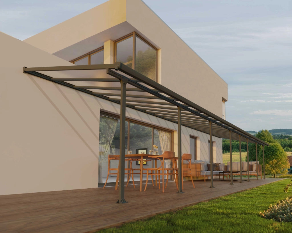 Pergola Addossata in Alluminio  3X12.2 m colore Grigio - Canopia Feria