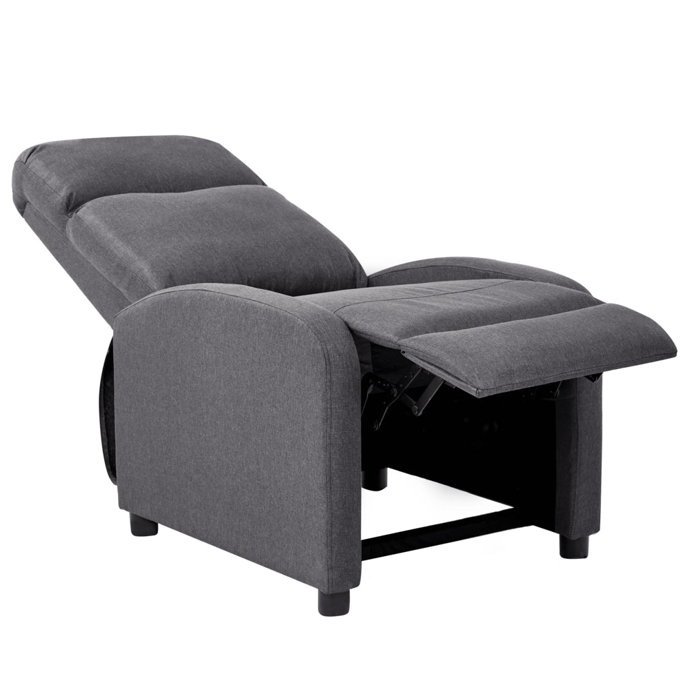 Poltrona reclinabile Grigio scuro Schienale e poggiapiedi regolabili Struttura in legno Schienale alto Design tradizionale Soggiorno
