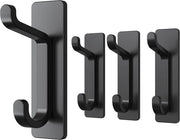 Fissaggio autoadesivo per appendiabiti, asciugamani per bagno e cucina, appendiabiti autoadesivo, fissaggio senza perforazione, impermeabile, inox, 4 pezzi - nero