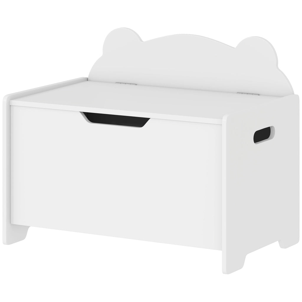 Cassa giocattoli per bambini con coperchio ¨C zephmum ¨C forma orso, bianco, 60x38x48 cm
