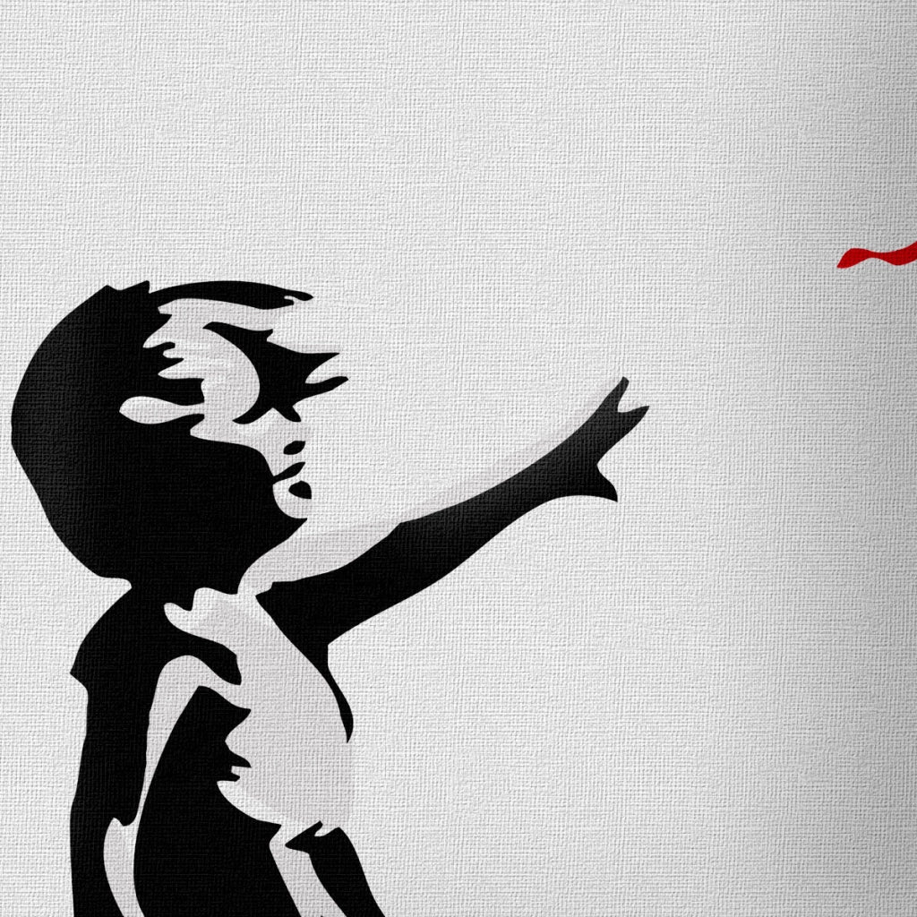 Banksy - Girl with Balloon - Quadro Canvas su telaio in legno Misura: 50x70 cm