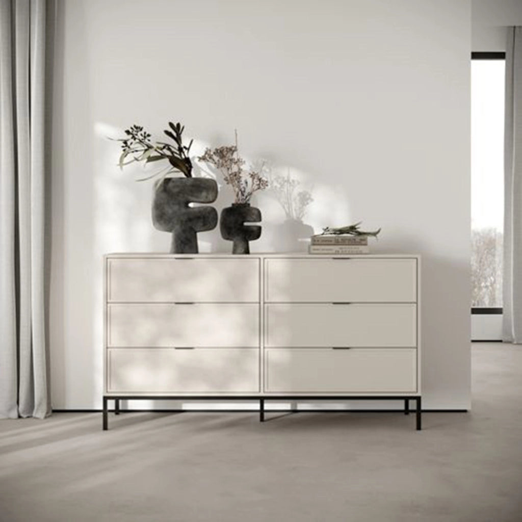 Laletati, Cassettiera 4 Cassetti, 150x40x92h cm Nero Antracite