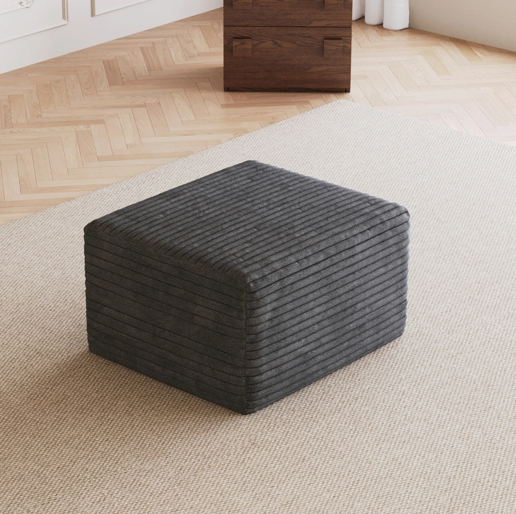 POUF in tessuto grigio scuro, imbottitura in schiuma elastica, 72 cm