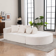 Divano letto modulare 263x171x66 cm senza montaggio in chenille bianco