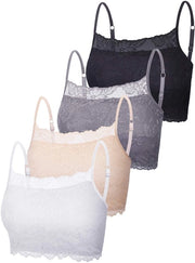 Bralette per Donna - 4 Pezzi - Bustier con Bordo - Top a Cerniera - Non Pieno - Adatto a Diversi Occasione