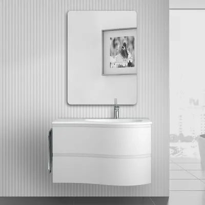 Mobile bagno sospeso 90 cm Melody bianco opaco con vasca a destra
