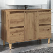 Mobile Lavabo Rovere Artigianale-Armadietto da bagno 80x33x60 cm Legno Multistrato 566273