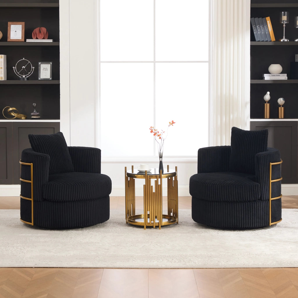 SEDIA GIREVOLE 360° 76x79x78 cm in Cord Nero