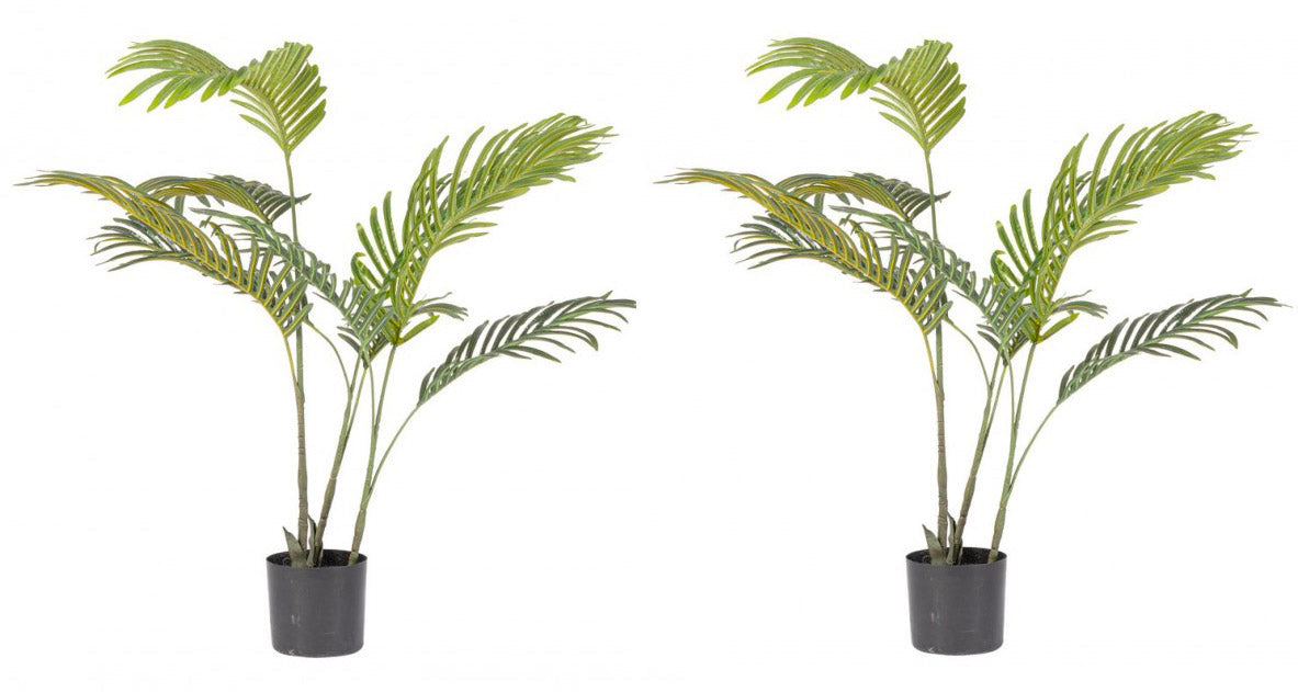 Set 2 Piante Artificiali di Kenzia Ø75x80 cm in Plastica con Vasi Verde