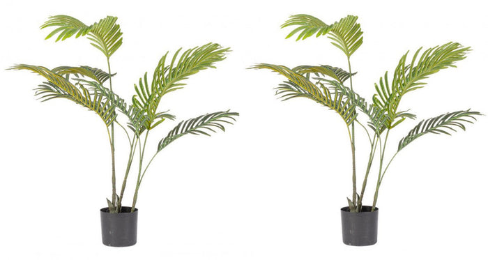 Set 2 Piante Artificiali di Kenzia Ø75x80 cm in Plastica con Vasi Verde