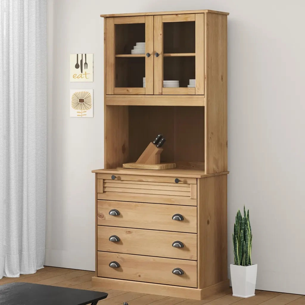 Credenza | Madia | Buffet da pranzo | Armadio da pranzo VIGO 80x40x176 cm in Legno Massello di Pino