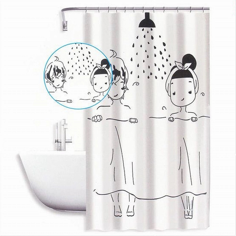 Trade Shop - Tenda Doccia Antimuffa Coppia Coppietta Impermeabil 180x180cm Anelli Bagno 59528 -