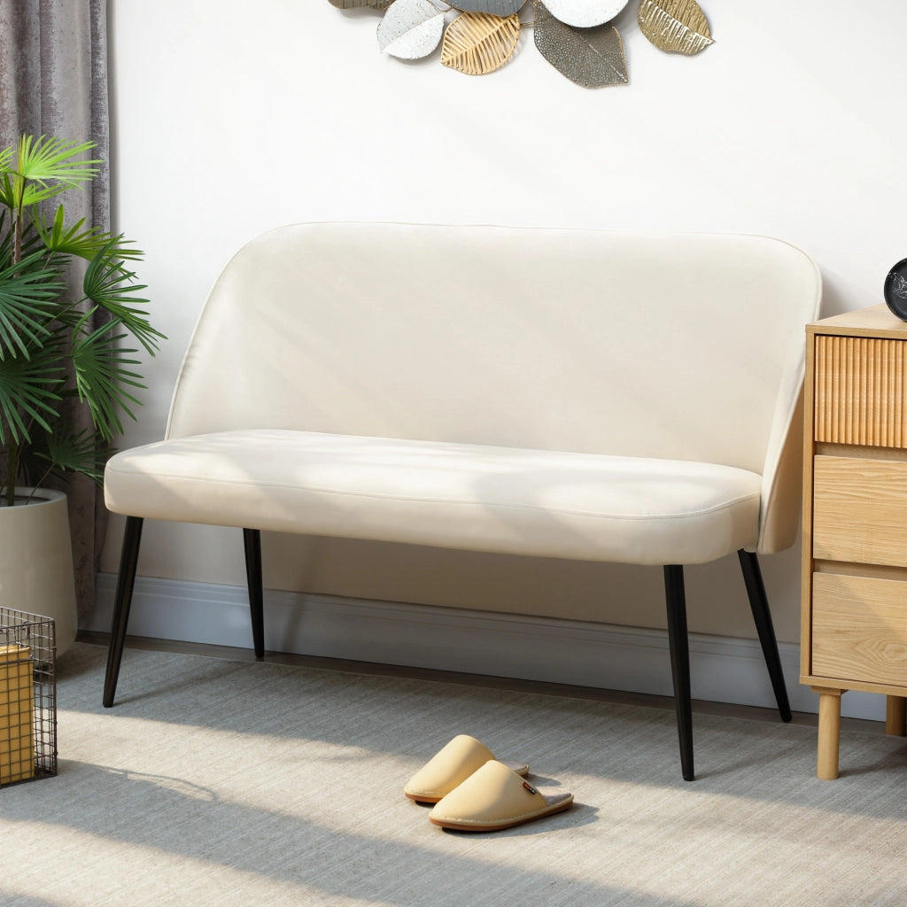 Divano 2 posti ¨C zephmum ¨C tessuto beige con gambe in legno e metallo
